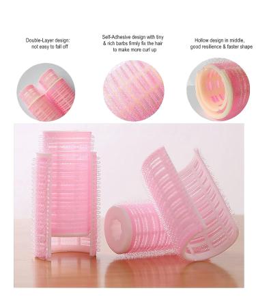 6pcs Self-Adhesive Plastic Hair Rollers for DIY Curly Hairstyle - Pink (3 Sizes) - Buy Online on GoSupps.com
