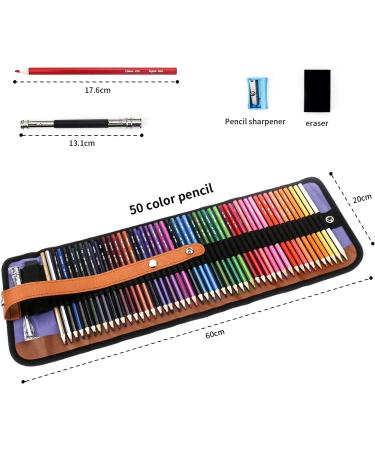 XingFu Tree 50 Colored Pencils Set with Canvas Wrap - Rich Pigments for Professional Sketching and Coloring - Buy Online on GoSupps.com