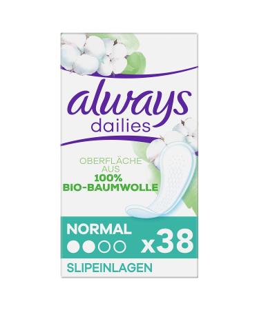 Always Dailies Panty Liners Women Cotton Protection Normal 100% Organic Cotton Surface 38 Pads