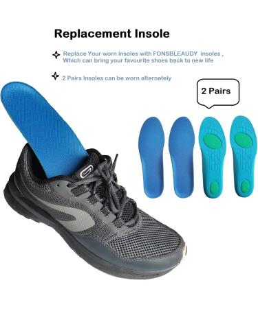 Shoe Inserts for Men Women & Kids 2 Pairs Cushion Shock Absorbing Insoles for Work Boots & Sneakers | Comfortable & Breathable Replacement Inner Soles - Buy Online on GoSupps.com