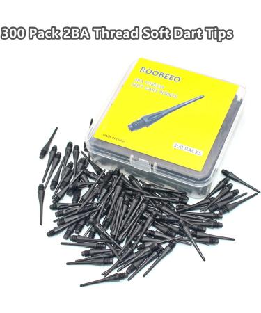 300 Pack ROOBEEO 2BA Thread Plastic Tip Dart Points - Replacement Soft Dart Tips in Black | Dart Accessories - Buy Online on GoSupps.com