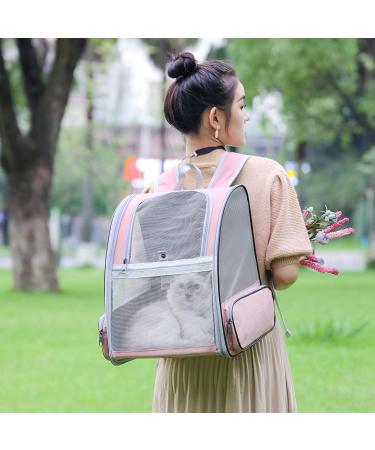 Tecageaon Pet Backpack Carrier for Small Cats Dogs Rabbit Ventilated Design Safety Straps Buckle Support Collapsible Designed for Travel Hiking Walking & Outdoor Use (Pink) - Buy Online on GoSupps.com