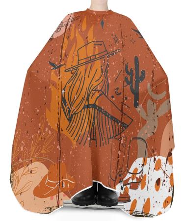 Vintage Boho Barber Cape - Versatile Hair Cutting Cape for Men Women Kids | Stylish Western Cowboy Design with Elastic Neckline for Salons and Home Use - Buy Online on GoSupps.com