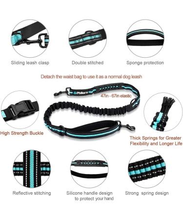 Philorn Super Elastic Freehand Dog Leash 120-170 cm with Belt Pocket - Jogging Leash for Large Dogs Up to 65 kg Reflective & Bungee Design - Perfect for Active Dog Owners - Buy Online on GoSupps.com