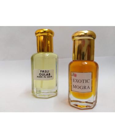 Rose (Gulab Fasli) and Exotic Mogra Attar/Ittar concentrated Perfume Oil - 10+10 ml Beautiful Floral Aroma Combo - Buy Online on GoSupps.com