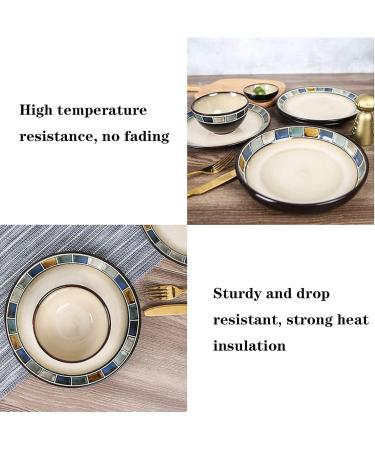 Ceramic 20-Piece Kitchen Dinnerware Set Durable Ceramic Dinner Plate Sets Checkered Pattern Plates Set & Dishes Set Plates Dishes Bowls Service for 4 Ceramic Dinn - Buy Online on GoSupps.com