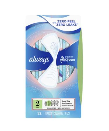 Always Infinity Pads - Heavy Flow without Wings Unscented 32 Count (Pack of 1) - Buy Online on GoSupps.com