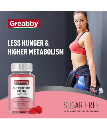 GREABBY Saffron Gummies - Sugar Free Appetite Control Supplement with Rhodiola Rosea - Organic Vegan Non-GMO - 60 Gummies - Buy Online on GoSupps.com