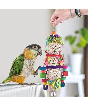 Bissap Conure Toys - Foraging Shredder Hanging Toy with Sola Balls and Bell for Small Parrots, Parakeets, Conures, Cockatiels, Love Birds - Cage Toy - Buy Online on GoSupps.com
