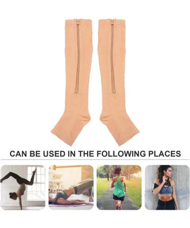 Faruta Knee-High Toe Socks - Support Stockings with Zipper for Walking & Running | Relief for Varicose Veins | Size L/XL Skin Color - Buy Online on GoSupps.com