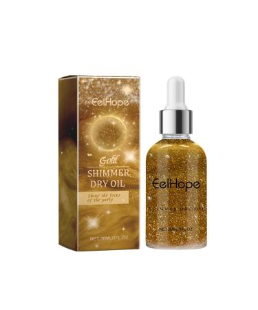 Face Body Glitter Body Shimmer Oil Washable Glitter Hairspray For Any Party Look Waterproof Liquid Illuminator Body Glow Natural Sparkly Body Oil 30 Ml (golden)