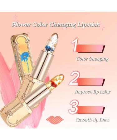 Flower Shape Color Changing Lipstick Crystal Jelly Color Changing Lipstick Temperature Changing Lip Balm Long Lasting Nourishing Moisturizing Balm - Buy Online on GoSupps.com