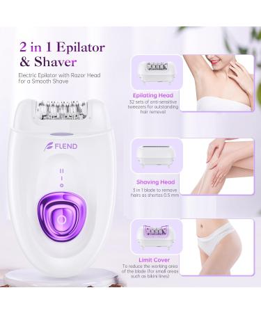 Electrical Epilator for Women - 2 in 1 with LED Light for Armpits Legs & Face - Electric Shaver & Epilator - Buy Online on GoSupps.com