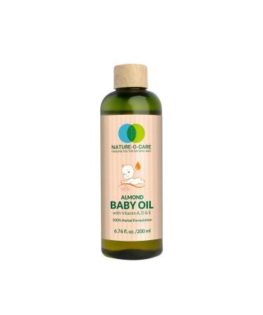 Almond Baby Oil with Vitamin A D & E - 200ml Nourishes Baby's Skin Non-Sticky Formula Promotes Growth & Soothes Irritations