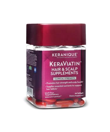 Keranique KeraViatin Hair & Scalp Health Supplement, Clinical Strength, Biotin, Vitamin B, 60 Softgels 60 Count (Pack of 1)