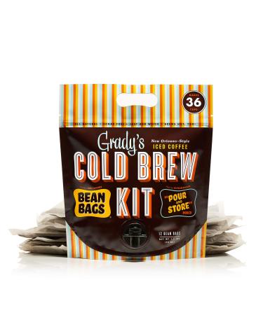 Grady's Cold Brew Coffee, Pour & Store Kit with 12 (2oz.) Bean Bags + 1 Pour & Store Pouch, 36 Total Servings Original - Buy Online on GoSupps.com
