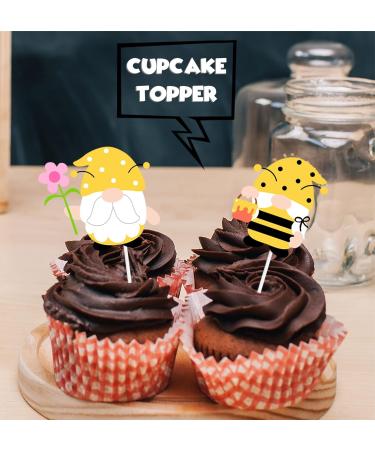 18pcs Honey Bee Older Dessert Cupcake Topper Bumble Bee Garden Theme Decor Supplies Baby Shower Gender Reveal Announcement Happy Birthday Party Decorations Gold Glitter - Buy Online on GoSupps.com