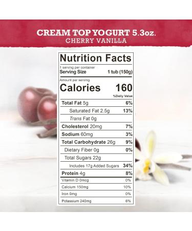 Brown Cow Cream Top Cherry Vanilla Whole Milk Yogurt - 5.3 oz. Cup - Buy Online on GoSupps.com