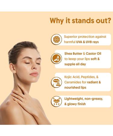 Anesavi Organic Natural Lip Balm With SPF 50 PA+++ | Brightening Lip Balm for Dark Lips | Hydrates Dry & Chapped Lips | Kojic Acid Ceramide Peptide & Vitamin E | Men & Women | 5g - Buy Online on GoSupps.com