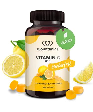 Wowamins vitamins C 800 mg sugar -free (120 pieces) - delicious vegan vitamin rubber/vitamin gummy bears for children and adults - German production 1 piece (1 Pack)
