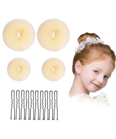 Hair Donut Blonde - 4Pcs Donut Bun Makers Set with 10Pcs Hair Pins - Stylish Blonde Doughnut Bun Hair Accessories for Girls and Kids