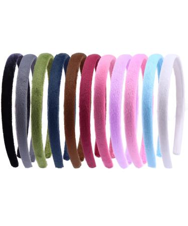 AlamnoFu 11pcs 1.5cm Velvet Hairband for Girls Soft Headbands Vintage Classic Narrow DIY Craft Hair Accessories