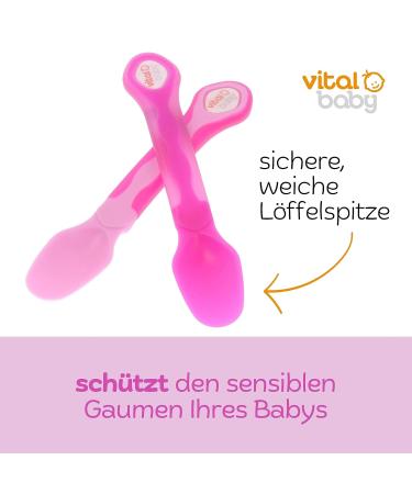 Vital Baby First Spoon Set - Soft Ergonomic Baby Feeding Spoons for 4-6 Months - 5 Pieces in Pink - Buy Online on GoSupps.com