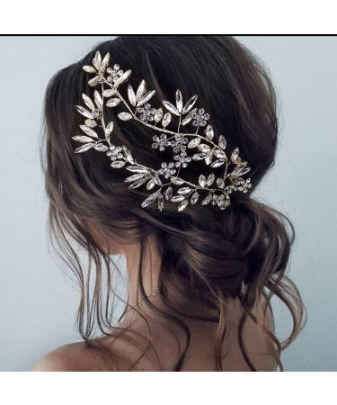 LOVFOIVER Bridal Headpieces for Wedding Rhinestone Bridal Headband  Wedding Hair Accessories for Brides Silver-left