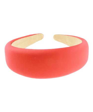 Ladies Wide Flat Padded Satin Headband Alice Band (Red)