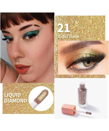 Oulac Liquid Glitter Eyeshadow Set - Metallic Green & Gold Shimmer Eyeshadow for Christmas Eye Make-up | Vegan & Cruelty-Free - Buy Online on GoSupps.com
