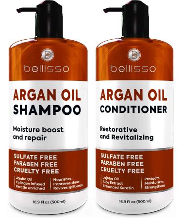 Moroccan ?Argan Oil Shampoo and Conditioner Set Sulfate Free - Deep Nourishing Hair Products for Men and Women - for Normal Oily Curly Dry Damaged Colored and Keratin Treated Hair