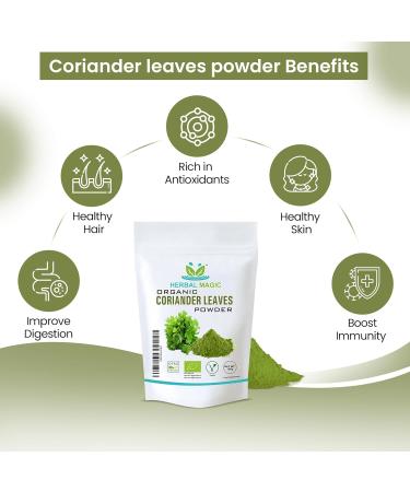 Herbal Magic Organic Coriander Leaf Powder - Kitchen King for Indian Cuisine | 200g - Pure, Flavourful, and Preservative-Free - Buy Online on GoSupps.com