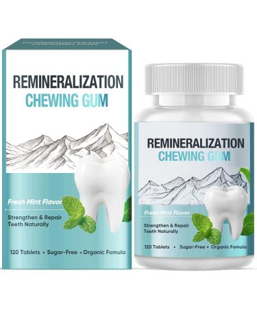 Remineralizing Gum with Hydroxyapatite Hydroxyapatite Gum for Teeth 120 Count Sugar Free Enamel Strengthening & Remineralization Tablets for Enamel Repair & Fresh Breath Non-GMO