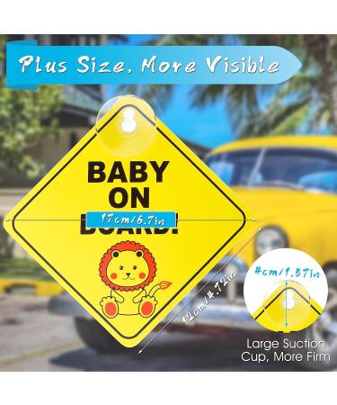 TIESOME 2 pcs Baby on Board Car Warning Sticker Set Giraffe + Lion | Reusable Decal with Suction Cups | Baby in Car Window Cling Sign - Buy Online on GoSupps.com