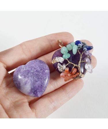 Soulnioi Amethyst 7 Chakra Tree of Life Wrapped Necklace Pendant Natural Amethyst Carved Heart-Shaped Amethyst Healing Stone Pocket Stone for Meditation Home Decor(Amethyst) A-amethyst - Buy Online on GoSupps.com
