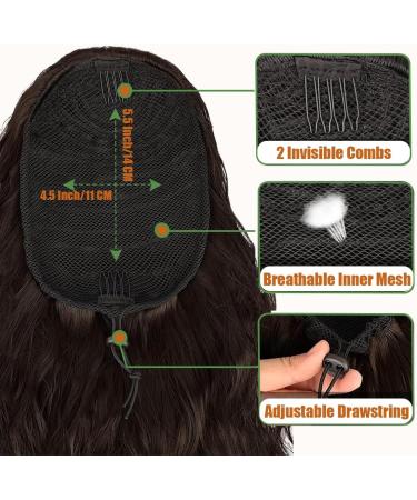 Saisifen Drawstring Ponytail Extension Long Water Wavy Synthetic Combs in Hair Extensions for Women Natural Looking Curls Hair 110g 50 CM/20 Inch #Silver Grey - Buy Online on GoSupps.com