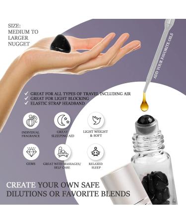 Shop Organic Black Mulberry Silk Eye Mask Gift Set - Hypoallergenic Sleep Mask with Necklace & Oil Roller - Buy Online on GoSupps.com