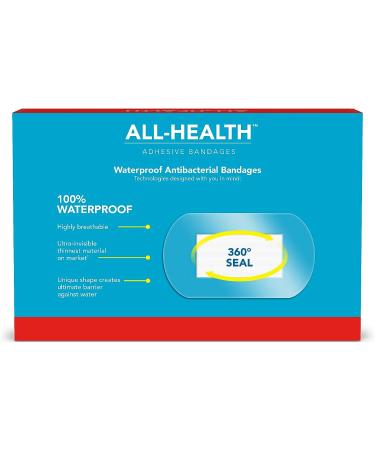 Health Clear Waterproof Antibacterial Adhesive Bandages 32 ct | 2x3.5 | Prevent Infection, 100% Waterproof - First Aid and Wound Care - Buy Online on GoSupps.com