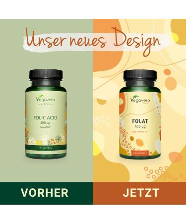 Folic Acid 400 g Capsules | Premium Quatrefolic 5-MTHF Folate | Italian Raw Material | Ideal for Pregnancy | No Additives | German Quality - Vegavero  - Buy Online on GoSupps.com