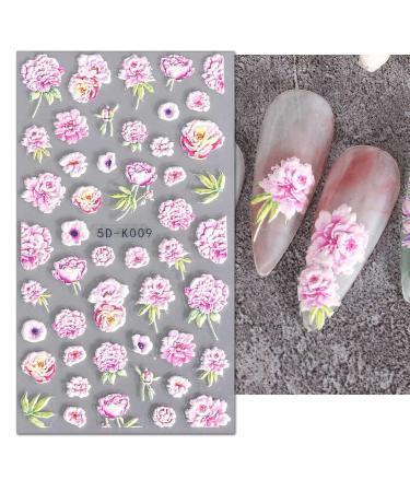 JMEOWIO 3D Embossed Spring Flower Nail Art Stickers Decals - 4 Sheets - Buy Online on GoSupps.com