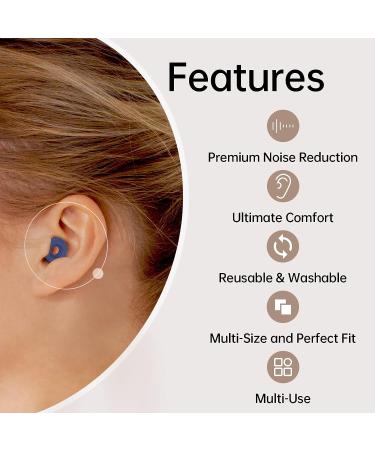 Olins Kako Reusable Soft Silicone Ear Plugs for Sleeping, -20dB Noise Reduction, 8 Ear Tips - Hearing Protection for Snoring, Concerts, Work & Travel - Blue - Buy Online on GoSupps.com
