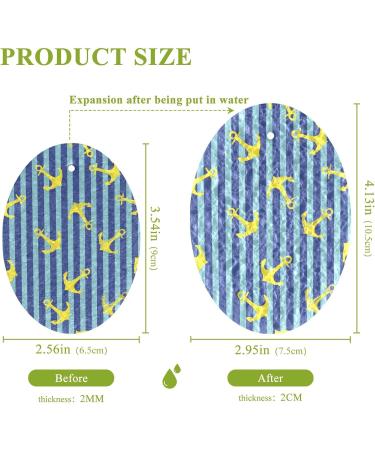 3-Pack Cleaning Kitchen Sponges Oval Anchor Blue Stripes Kitchen Cellulose Dishwashing Wood Pulp Cotton - Buy Online on GoSupps.com