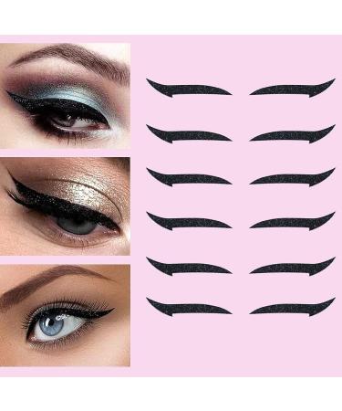 Rosarden 18 Pairs Glitter Stick-on Eyeliner Stickers - Waterproof and Colorful Adhesive Eyeliner Strips in Purple, Pink, Green, Blue - Black Eyeliner Sticker for Eye Makeup - Buy Online on GoSupps.com