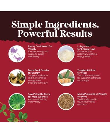 Horny Goat Weed for Men - Extra Strength Male Supplement with Black Maca Root, Tongkat Ali, Saw Palmetto & Panax Ginseng Extract for Stamina & Energy - 60 Capsules - Buy Online on GoSupps.com