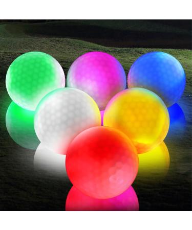 SUOHUI Glow Golf Balls, Long Lasting Bright Light Up Golf Balls, 6 Colors Glow in The Dark Golf Balls, Personalized Golf Balls 6 Pack