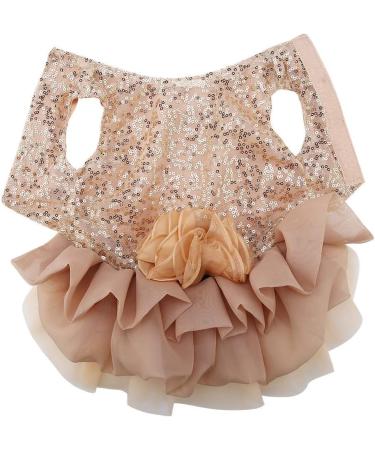 Elegant Gold Dog Dress for Small Dogs - Sequins Tutu Puppy Costume | Wedding & Princess Outfit (XL) - Buy Online on GoSupps.com