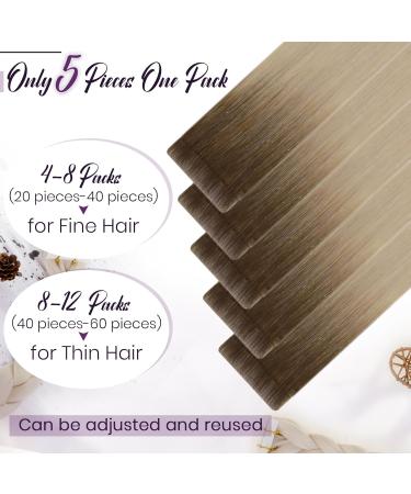 LAAVOO Blond Tape Extensions - Real Hair Balayage Ombre #9A/10/800 - 50cm 5PCS - Light Brown to Platinum - Buy Online on GoSupps.com