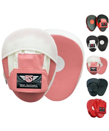 BeSmart Focus Punching Mitts Training Hand Pads for Kickboxing Muay Thai MMA Boxing Mitts Training Focus Punch Mitts Bags Hand Target Pads for Kids, Men & Women Pink/White One Size
