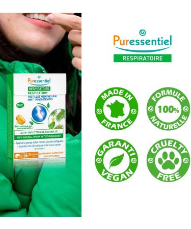 Puressentiel - Respiratoire - Pastilles Menthe Pin - A l'extrait d'Erysimum - Apaise la gorge et cordes vocales fatigu es - 20 pastilles (Lot de 2) Pack of 2 - Buy Online on GoSupps.com