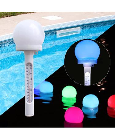 Floating pool thermometer solar-powered Teichhermometer with RGB color change LED ball light easy-to-read swimming pool thermometer at night water temperature for spa whirlpool